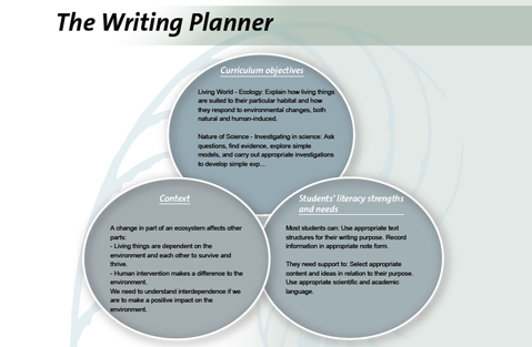 Diagram showing the writing planner.
