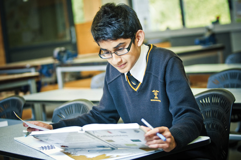 Student reading book.