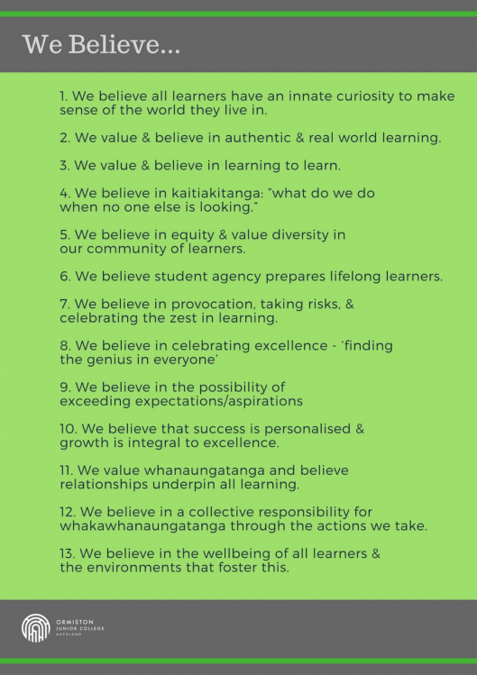 Ormiston Junior College - beliefs about learning.