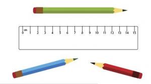 Three pencils and ruler.