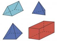 Four 3D shapes.