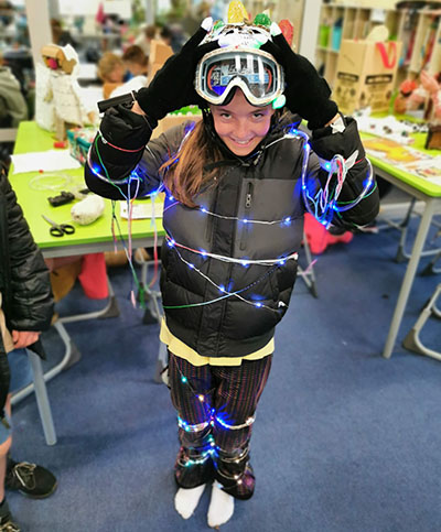 Designing and making the light suits.